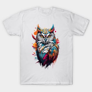 Color Splash Abstract Owl Portrait Design T-Shirt